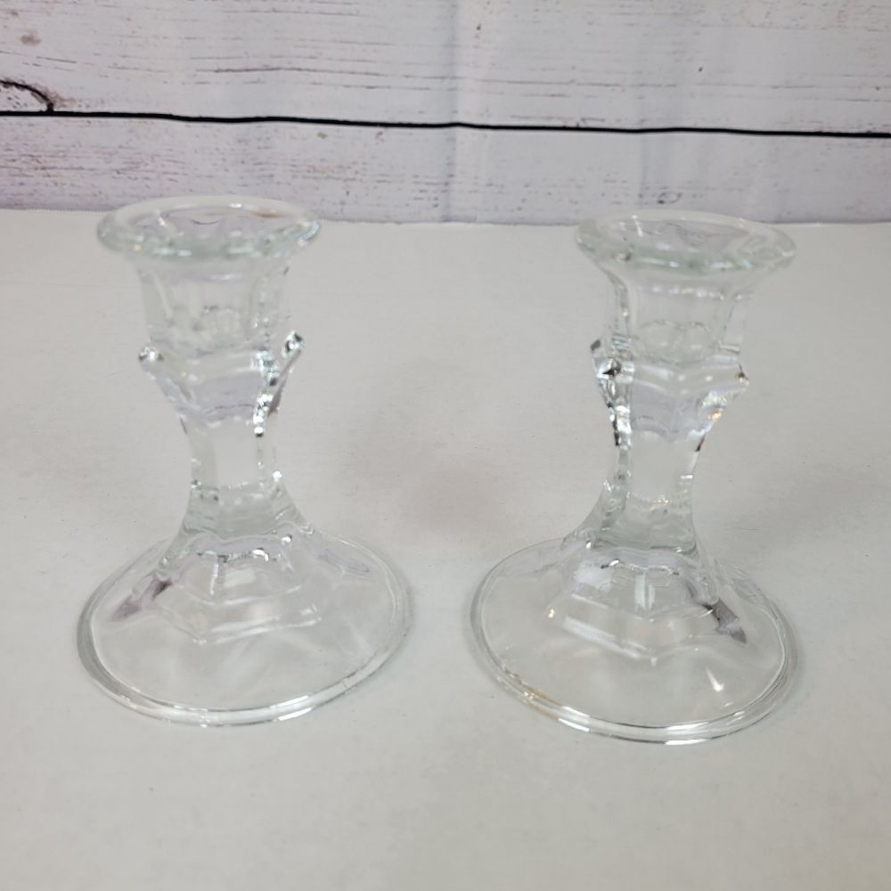 Clear Glass 4" Taper Candlestick Holders
